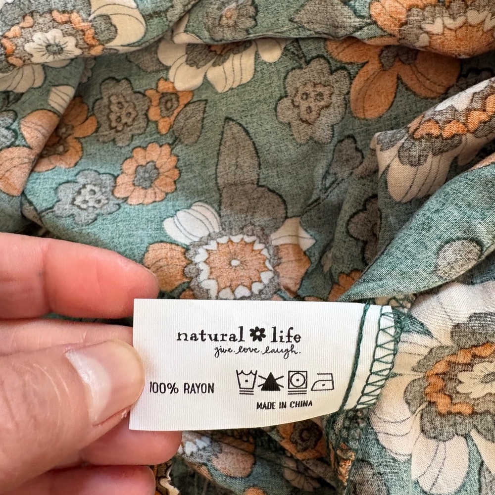 NATURAL LIFE Floral dress in Green and Orange, Medium, nwot - Picture 5 of 5